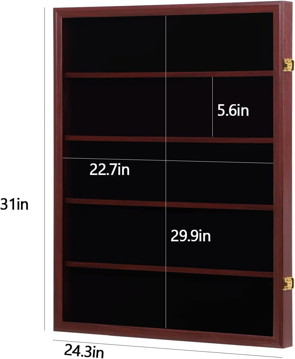 35 Graded Sports Card Display Case – Baseball Card Display Frame with UV Protection Clear View Lockable Wall Cabinet for Basketball Collectible Trading Card Black Finish - Image 9