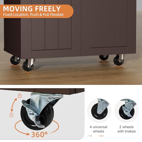 Shintenchi Kitchen Island Cart with Storage,Rolling Side Table on Wheels with Large Worktop, Cabinet,Towel Rack and Drawers for Kitchen,Dinning Room, White - Image 57