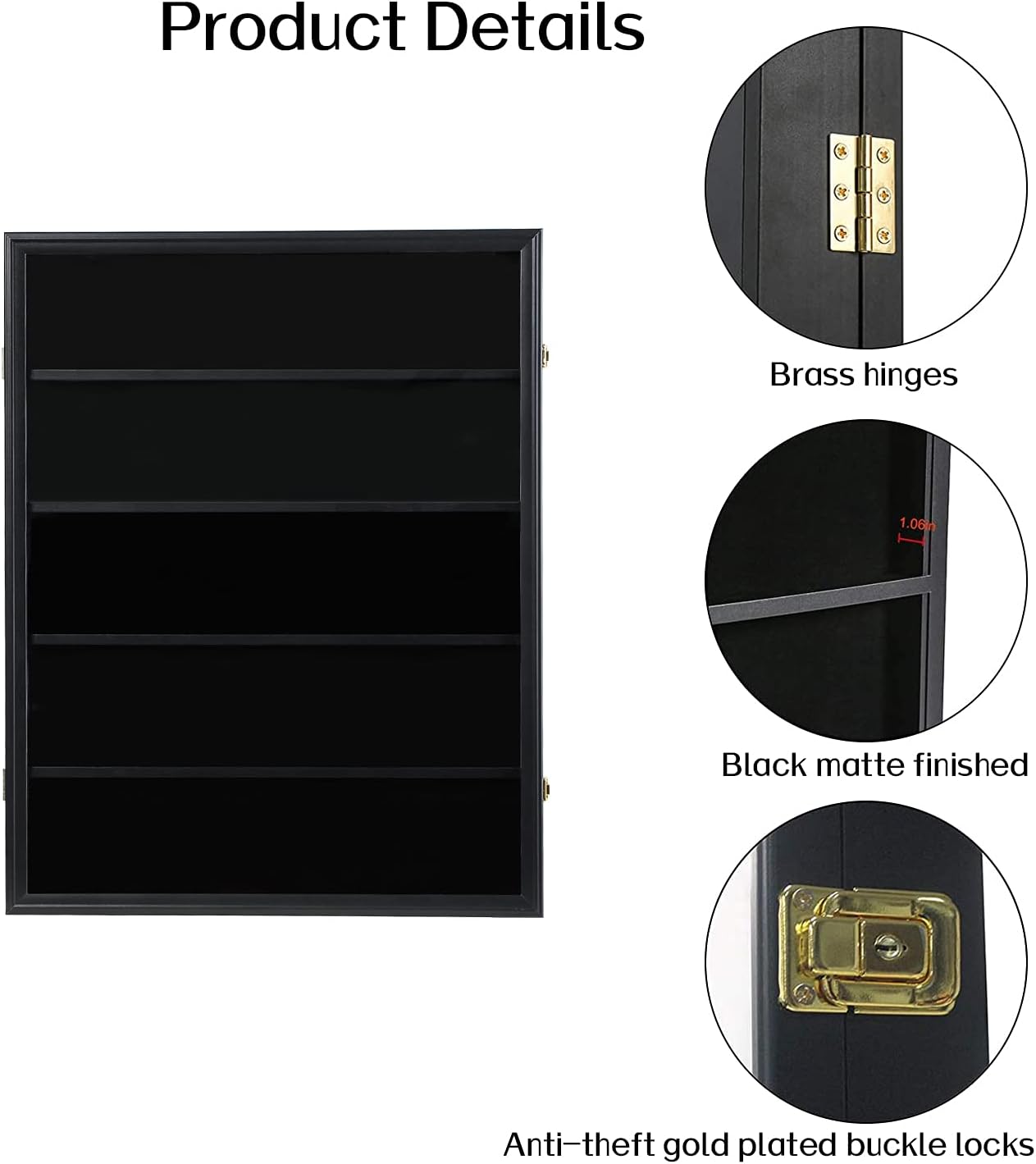 35 Graded Sports Card Display Case – Baseball Card Display Frame with UV Protection Clear View Lockable Wall Cabinet for Basketball Collectible Trading Card Black Finish - Image 5