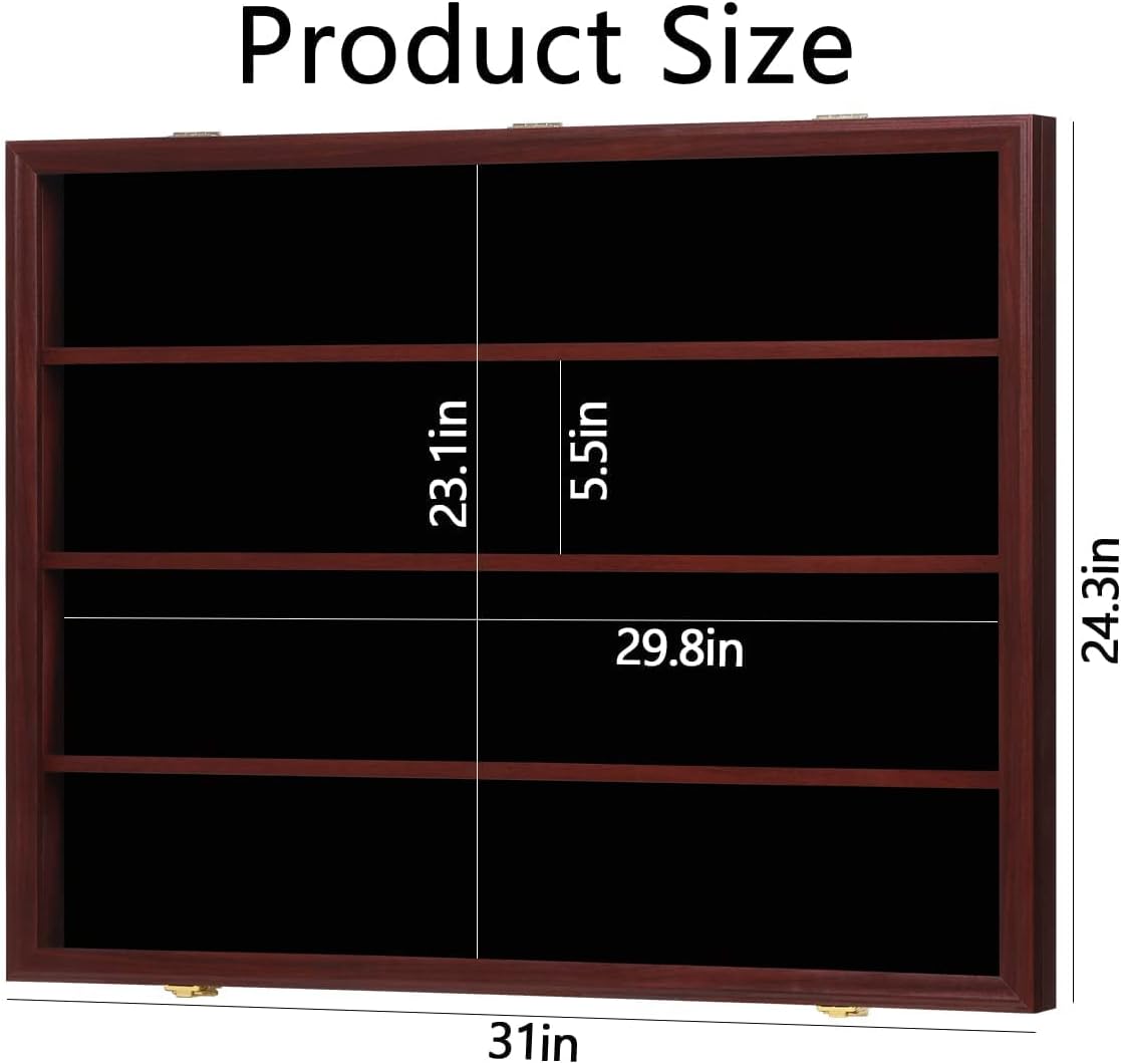 35 Graded Sports Card Display Case – Baseball Card Display Frame with UV Protection Clear View Lockable Wall Cabinet for Basketball Collectible Trading Card Black Finish - Image 14