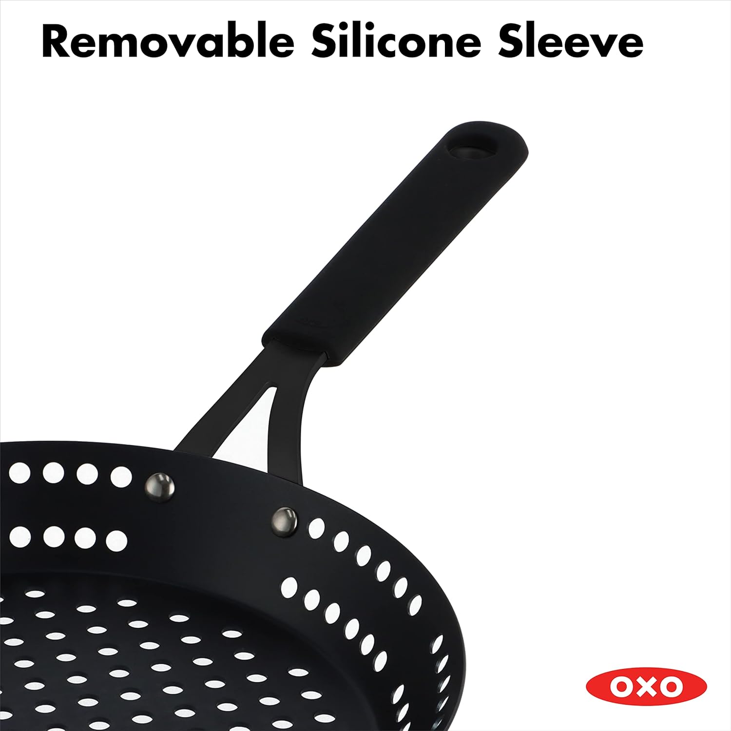 OXO Obsidian Pre-Seasoned Carbon Steel, 12 Wok Pan with Removable Silicone Handle Holder, Induction, Oven Safe, Black - Image 43
