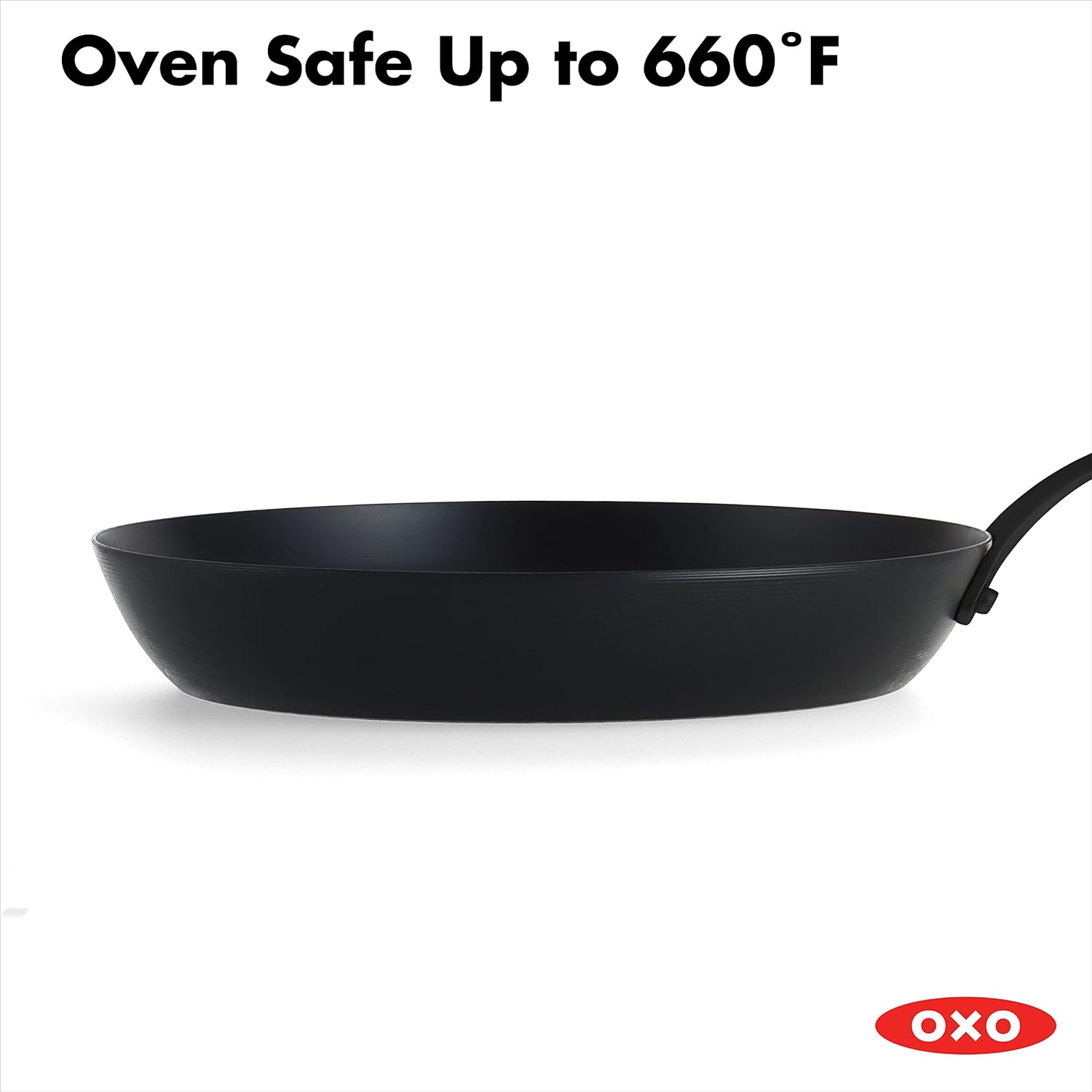 OXO Obsidian Pre-Seasoned Carbon Steel, 12 Wok Pan with Removable Silicone Handle Holder, Induction, Oven Safe, Black - Image 24