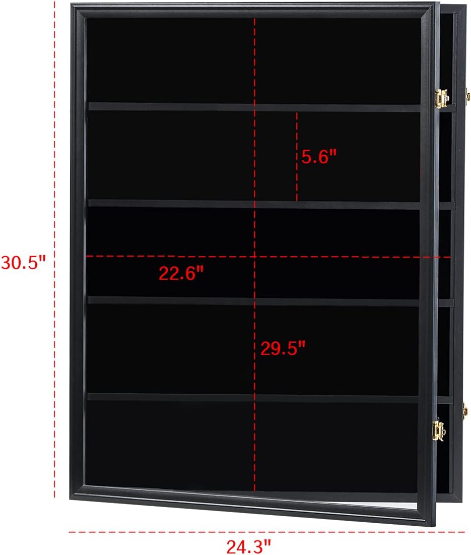35 Graded Sports Card Display Case – Baseball Card Display Frame with UV Protection Clear View Lockable Wall Cabinet for Basketball Collectible Trading Card Black Finish - Image 3