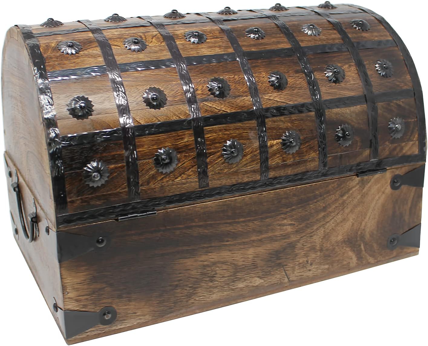 Nautical Cove Pirate Treasure Chest with Iron Lock and Skeleton Key – Storage and Decorative Box (X-Large 16 x 11 x 10.5) Pack of 2 - Image 3