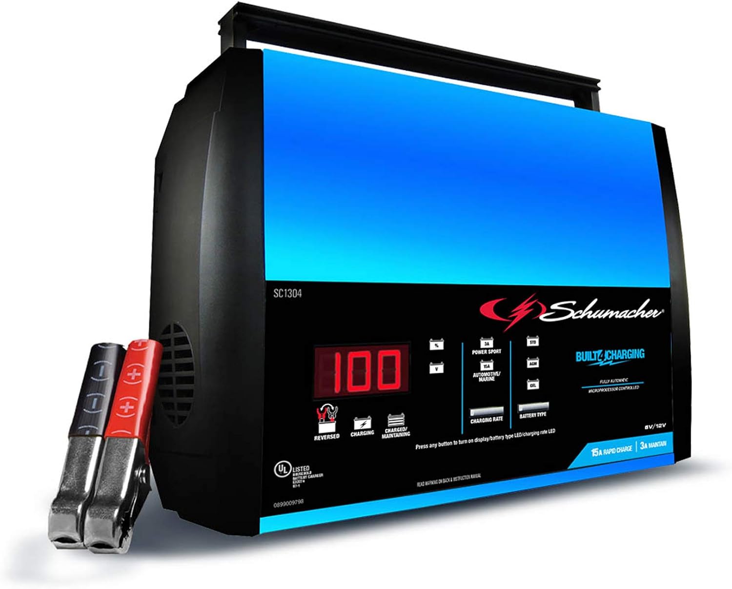 Schumacher Fully Automatic Battery Charger Maintainer, and Auto Desulfator with Battery Detection – 15 Amp/3 Amp, 6V/12V – For Cars, Trucks, SUVs, Marine, RV Batteries - Image 2