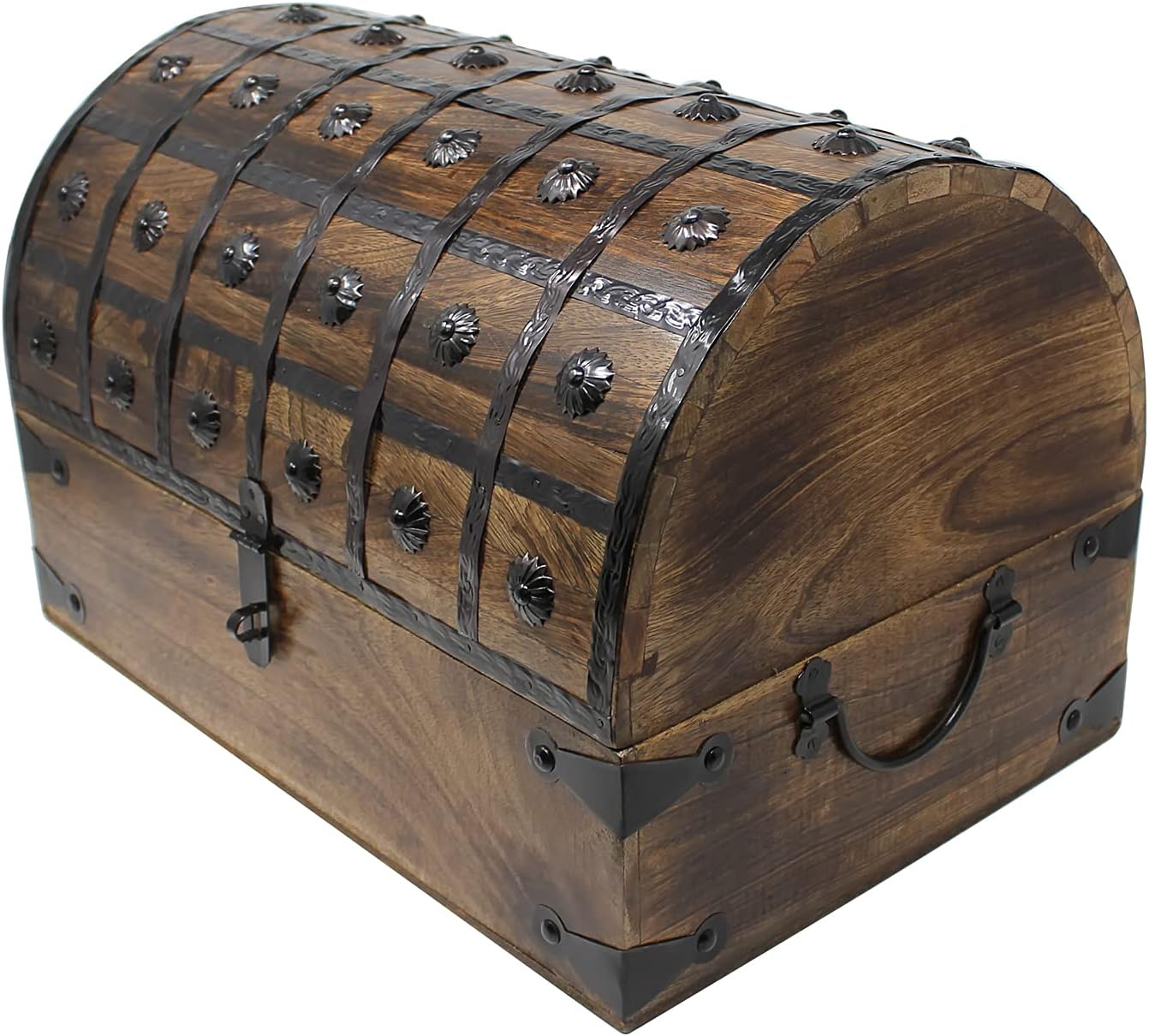 Nautical Cove Pirate Treasure Chest with Iron Lock and Skeleton Key – Storage and Decorative Box (X-Large 16 x 11 x 10.5) Pack of 2 - Image 4