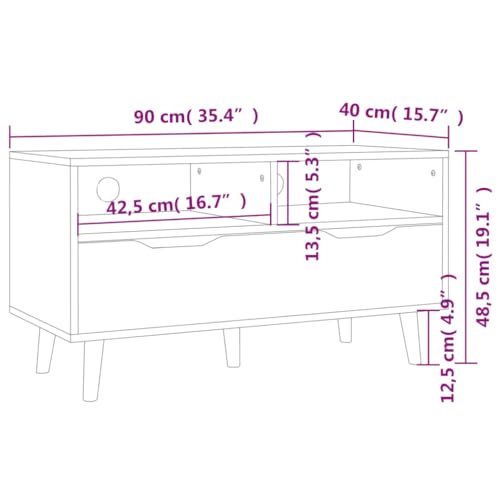 TV Stand, Center Console Storage Cabinet Small Console Table Low Tv Stand Suitable for Office Small Spaces Bedroom Living Room High Gloss White 35.4×15.7×19.1 Engineered Wood - Image 7