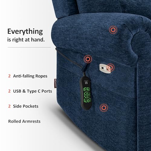 MCombo Triple Motor Power Lift Recliner Chair with Massage and Lumbar&seat Heating, Rolled Arms, Adjustable Headrest for Elderly People, Fabric 7888 (Coffee, Medium) - Image 19
