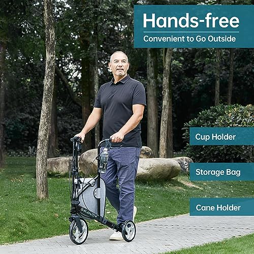 ELENKER 3 Wheel Walkers for Seniors, 3 Wheeled Rollator with 10?? Wheels, Narrow Walkers for Small Spaces, Compact Folding, Ideal for Traveling, Blue - Image 3