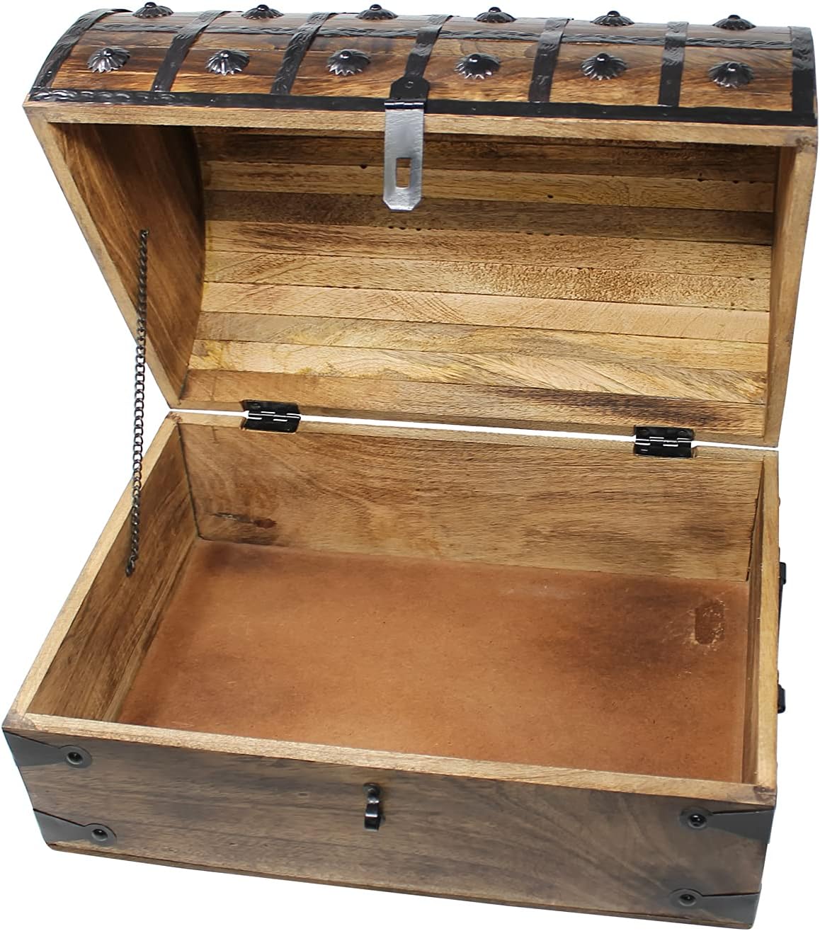 Nautical Cove Pirate Treasure Chest with Iron Lock and Skeleton Key – Storage and Decorative Box (X-Large 16 x 11 x 10.5) Pack of 2 - Image 6